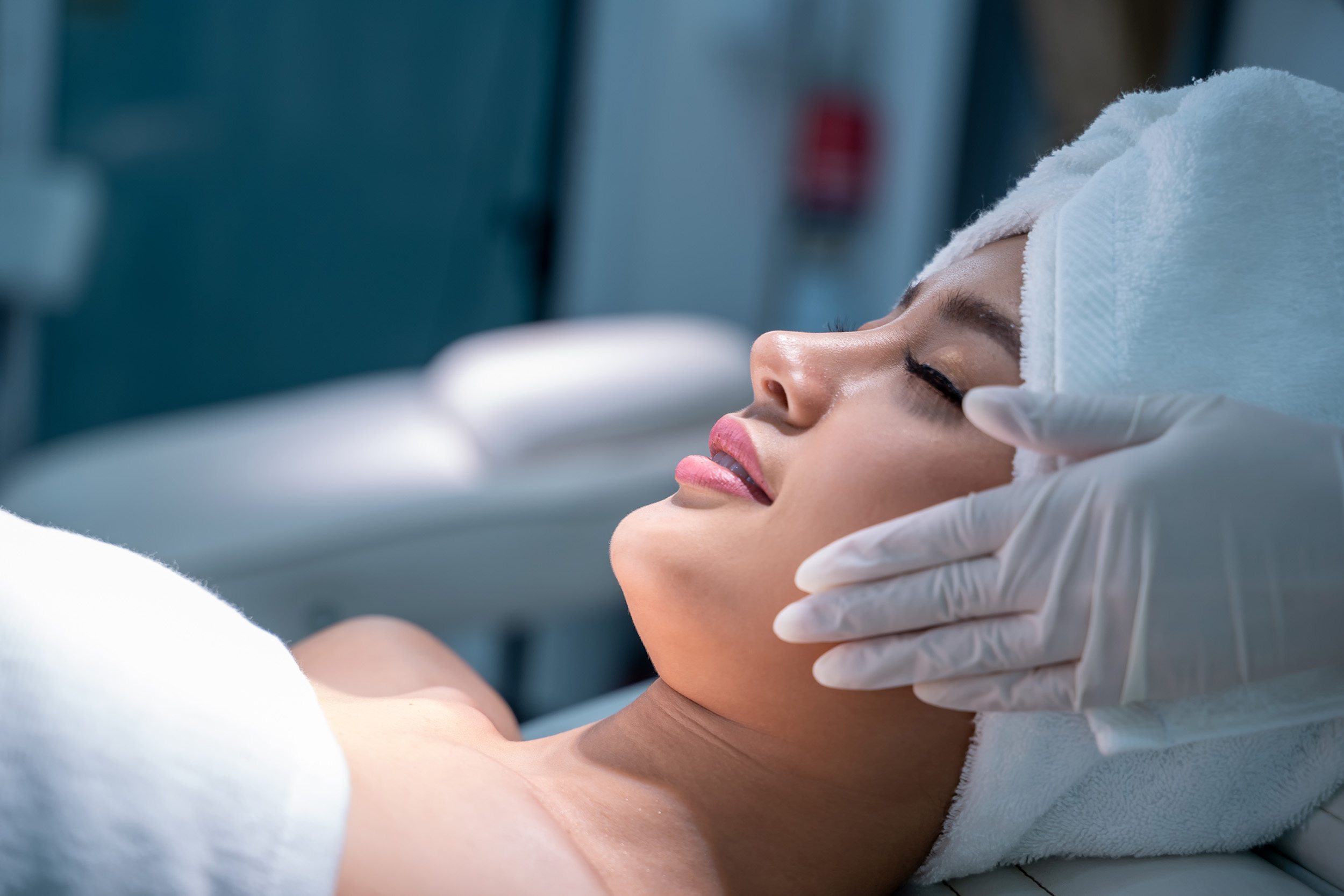 A woman enjoys a spa treatment.