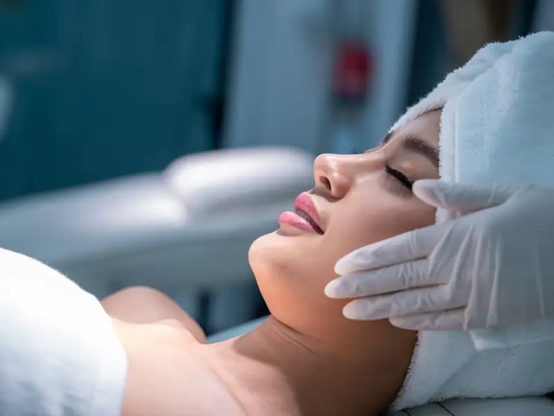A woman enjoys a spa treatment.